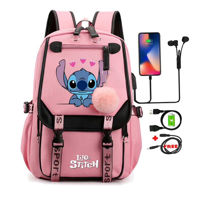 Lilo & Stitch Adventure Backpack – Cartoon Print School Bag for Teens, Kids