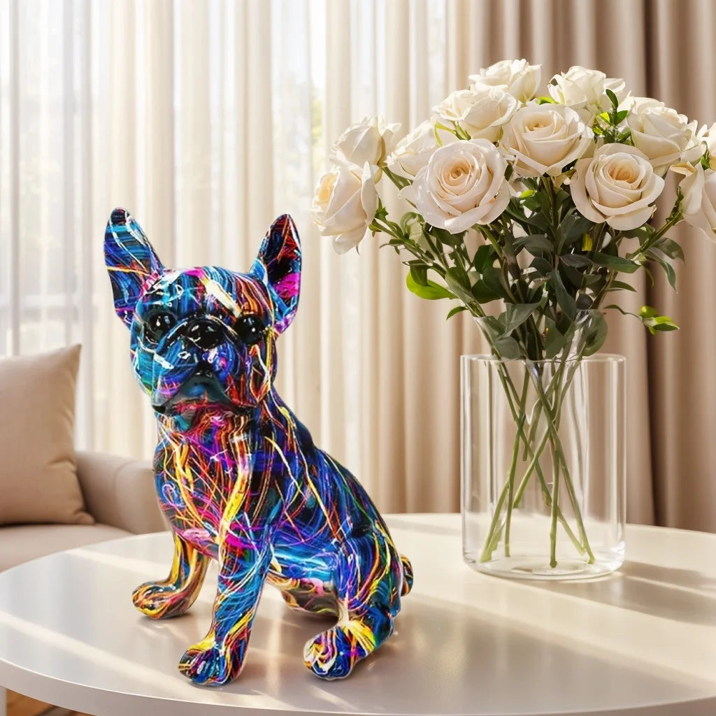 Colorful Standing French Bulldog Resin Statue