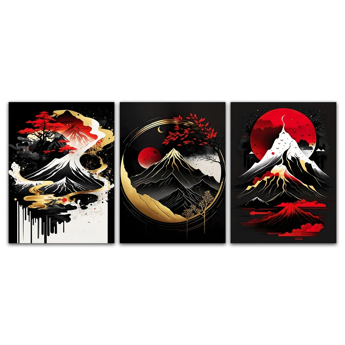Black & Red Vintage Ink Art Posters for Living Room Decor