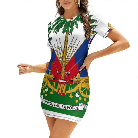 🇭🇹 Haiti Heritage Summer Dress – Women's Short-Sleeved Jumpsuit Suit
