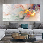 Grey and Yellow Abstract Cloud Oil Painting