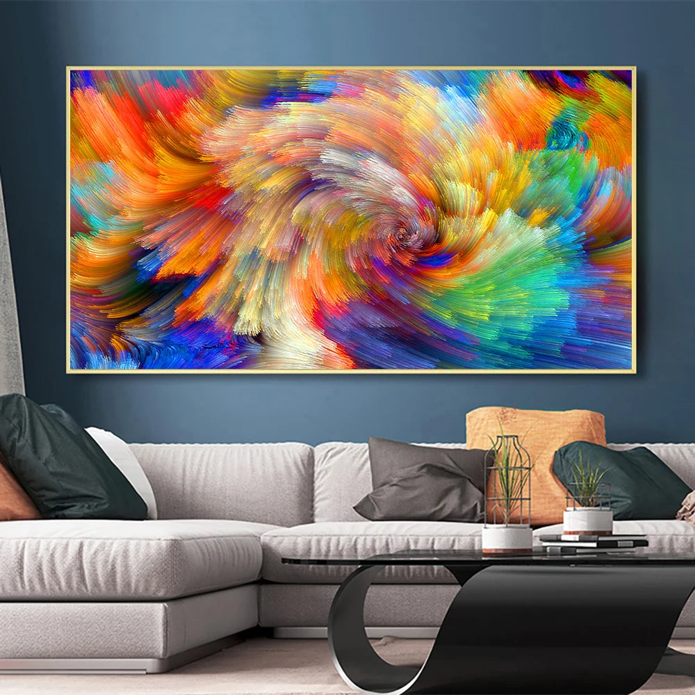 Grey and Yellow Abstract Cloud Oil Painting