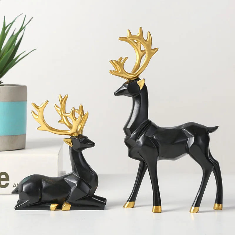 NORTHEUINS Golden Couple Deer Figurine