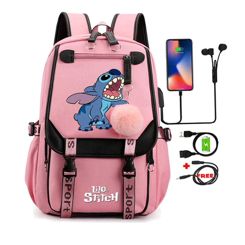 Lilo & Stitch Adventure Backpack – Cartoon Print School Bag for Teens, Kids