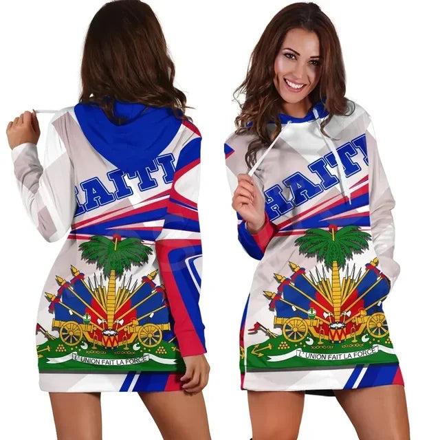 New Fashion Caribbean Vibes  Hoodie Dress