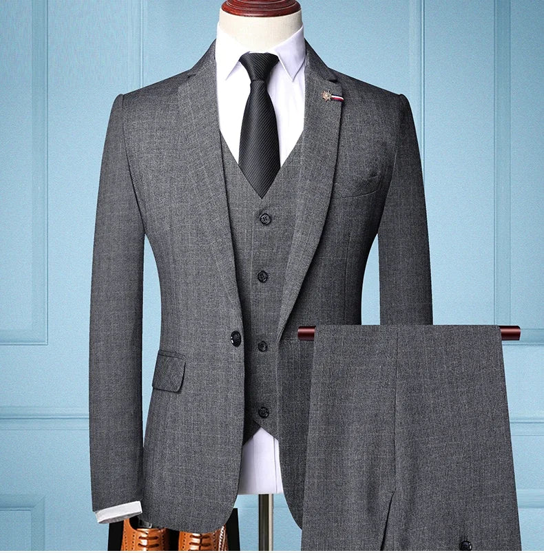 Men’s Elegant 3-Piece Suit – Blazer, Vest & Pants