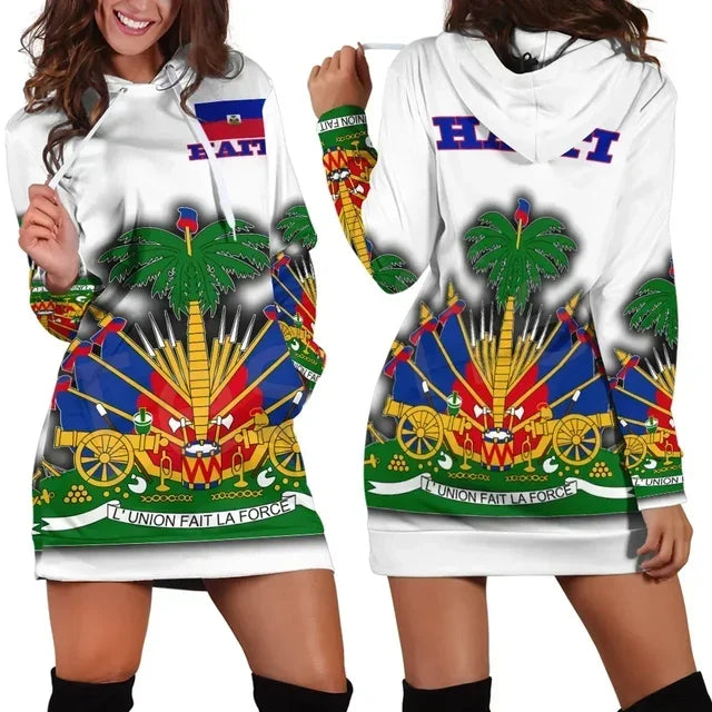 New Fashion Caribbean Vibes 3D Print Harajuku Hoodie Dress – Retro Island Style