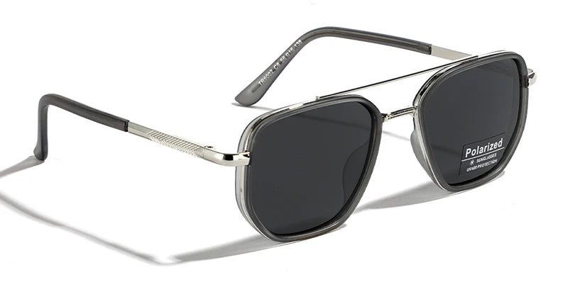 Peekaboo TR90 polarized sunglasses men retro style metal square sun glasses for women double bridge driving green black uv400