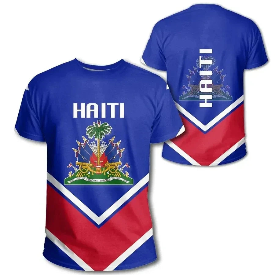 Haiti Island Caribbean Map & Flag 3D Graphic T-Shirt
