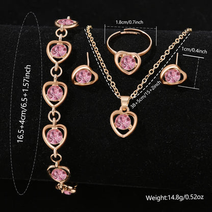 6PCS Pink Watch & Bracelet Set for Women and Girls