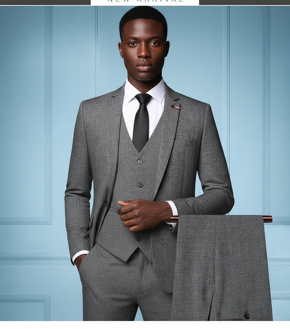 Men’s Elegant 3-Piece Suit – Blazer, Vest & Pants