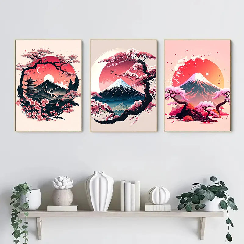 Black & Red Vintage Ink Art Posters for Living Room Decor