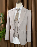 Men's three piece suit elegant slim fit formal office and leisure banquet groomsman set groom's wedding dress