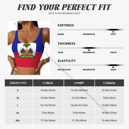Women’s Sexy Sports Vest – Haitian Flag Crop Top