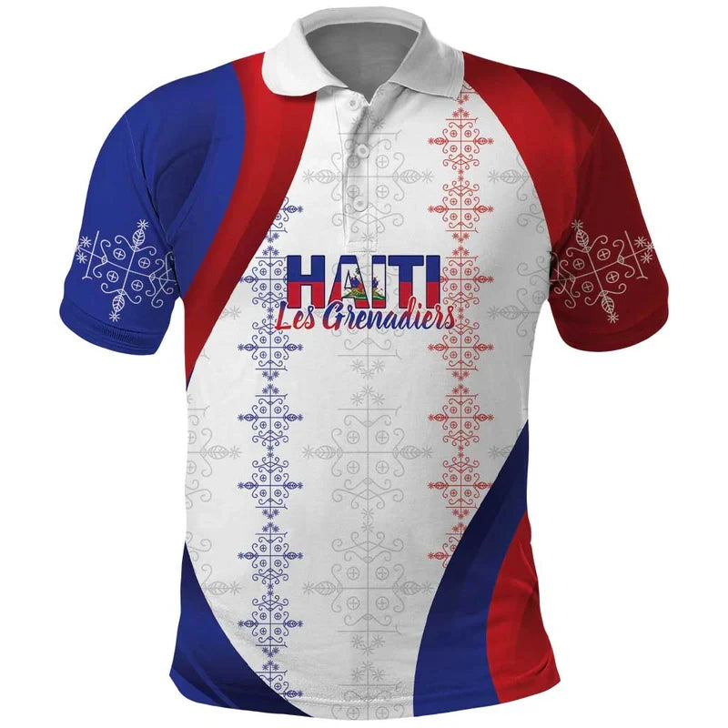 Haiti Flag Color Block Polo Shirt –Men & Women  2026