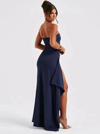 Women's Strapless Backless Long Dress with High Slit