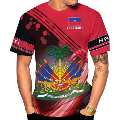 Men's 3D Haiti Emblem T-Shirt – Custom Summer Graphic Tee