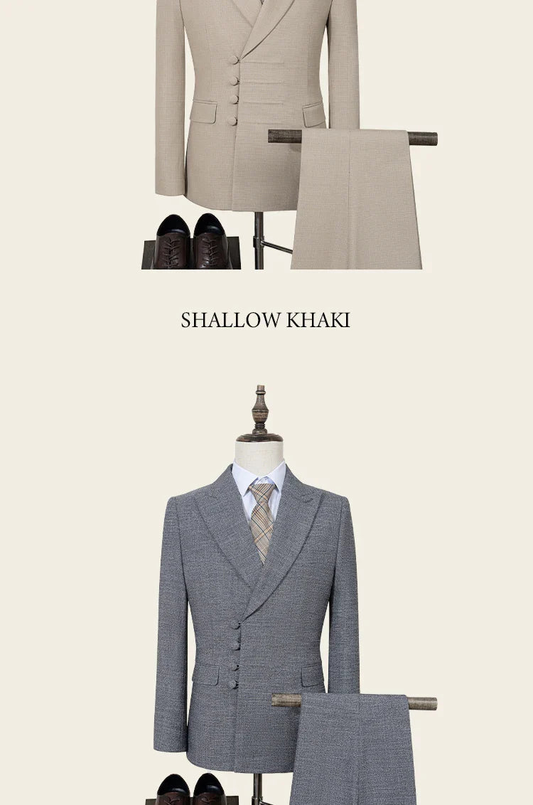Elegant Men’s 2-Piece Suit – Slim Fit, Double-Breasted Style