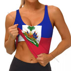 Women’s Sexy Sports Vest – Haitian Flag Crop Top