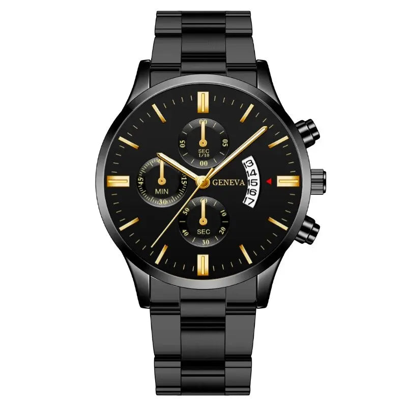 Men’s Luxury Silver Stainless Steel Watch – Quartz Business
