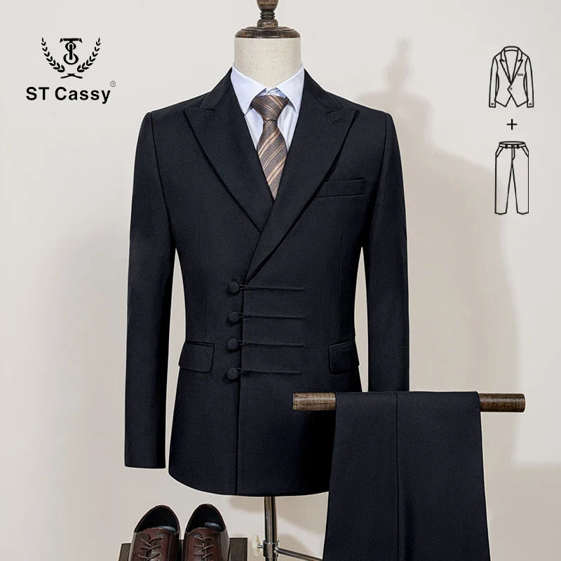 Elegant Men’s 2-Piece Suit – Slim Fit, Double-Breasted Style