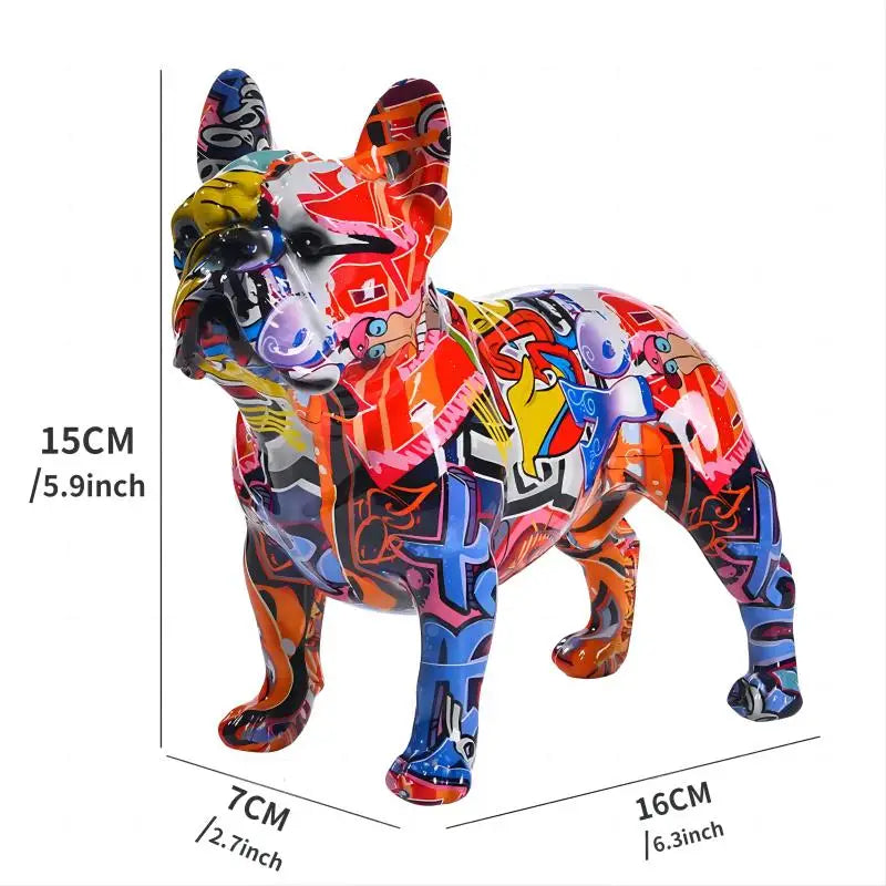 Colorful Standing French Bulldog Resin Statue