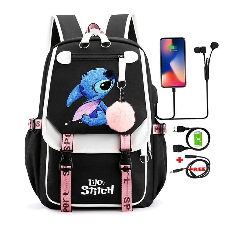 Lilo & Stitch Adventure Backpack – Cartoon Print School Bag for Teens, Kids
