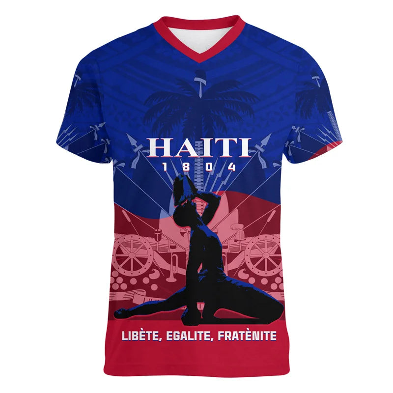 Haiti Independence Day 3D Printed Men's V-Neck