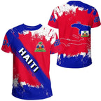Haiti Island Caribbean Map & Flag 3D Graphic T-Shirt