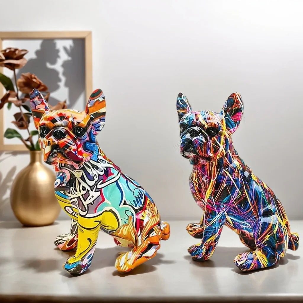 Colorful Standing French Bulldog Resin Statue