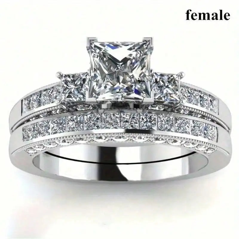 Silver Couple Ring Set
