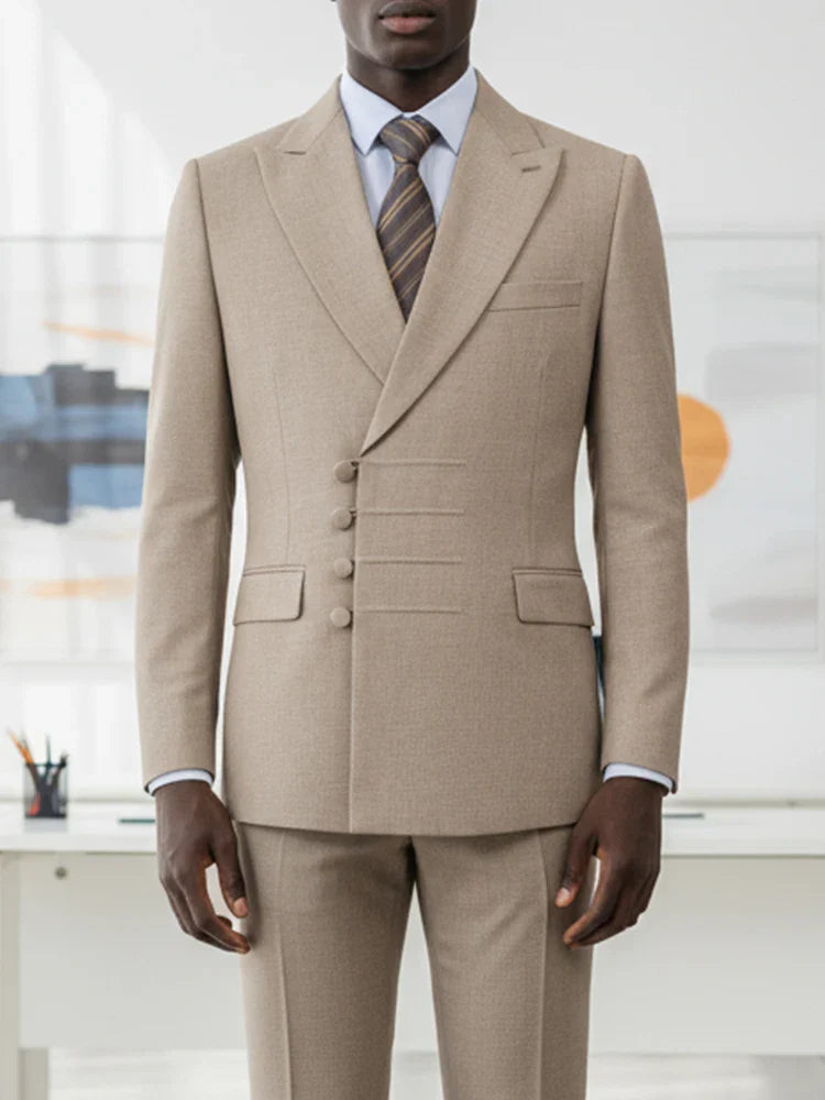 Elegant Men’s 2-Piece Suit – Slim Fit, Double-Breasted Style
