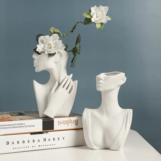 Nordic Style Ceramic Woman Body Vase