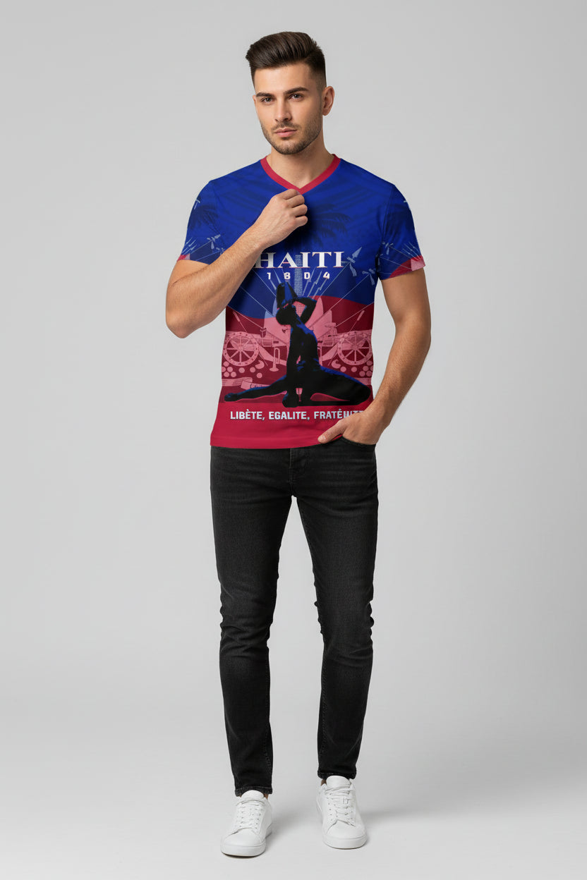Haiti Independence Day 3D Printed Men's V-Neck