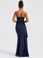 Women's Strapless Backless Long Dress with High Slit