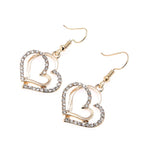Rhinestone Double Heart Earrings & Pendant Necklace for women