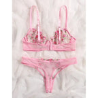 Bra and Brief Set – 2-Piece Sexy Floral Embroidery Lingerie