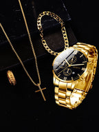 Men's 4-Piece Gold Jewelry Set – Roman Watch