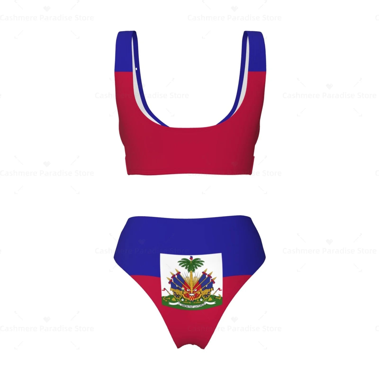Haitian Flag Bikini Set for Women – Push-Up Swimsuit