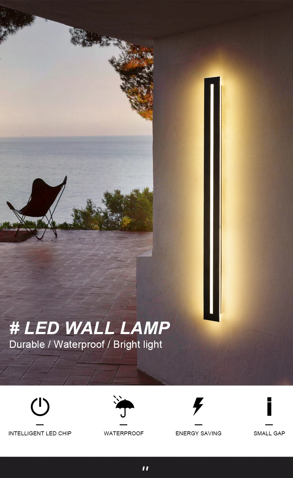 Waterproof IP65 LED Long Wall Sconce Lamp – Outdoor Garden Light