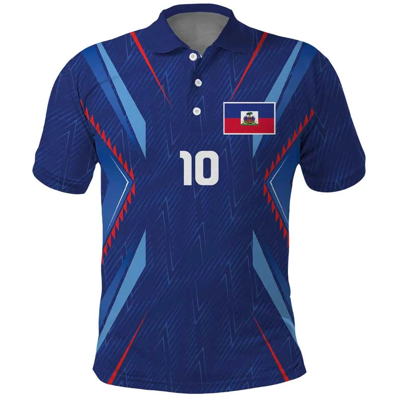 Haiti Flag Color Block Polo Shirt –Men & Women  2026