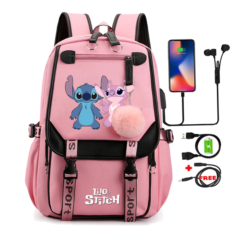Lilo & Stitch Adventure Backpack – Cartoon Print School Bag for Teens, Kids