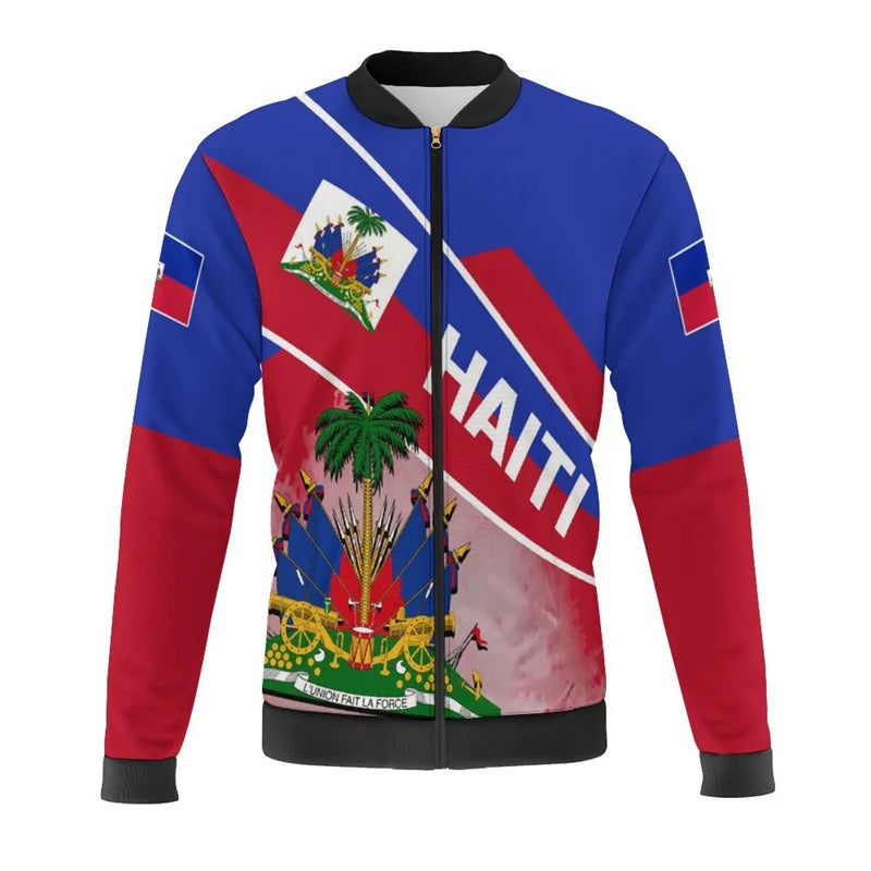 Haiti Flag Map 3D Print Bomber Jacket