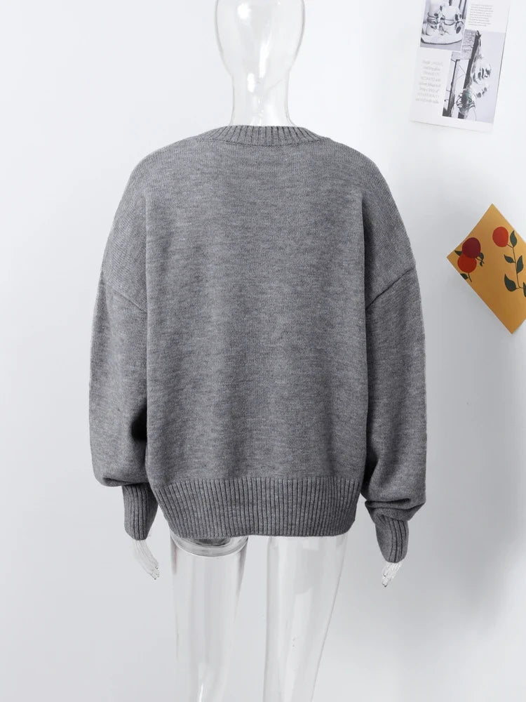 Classic Knit Pullover - Solid Round Neck Sweater