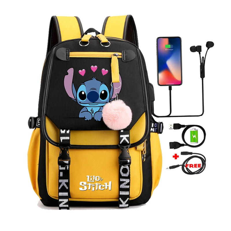 Lilo & Stitch Adventure Backpack – Cartoon Print School Bag for Teens, Kids