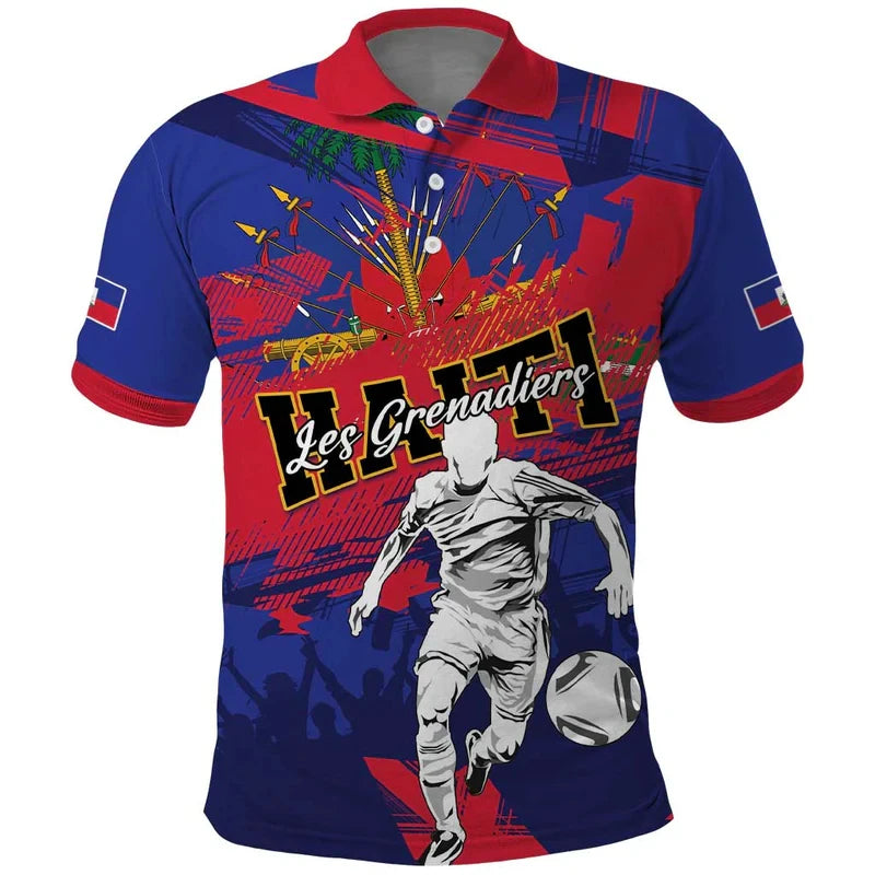 Haiti Flag Color Block Polo Shirt –Men & Women  2026