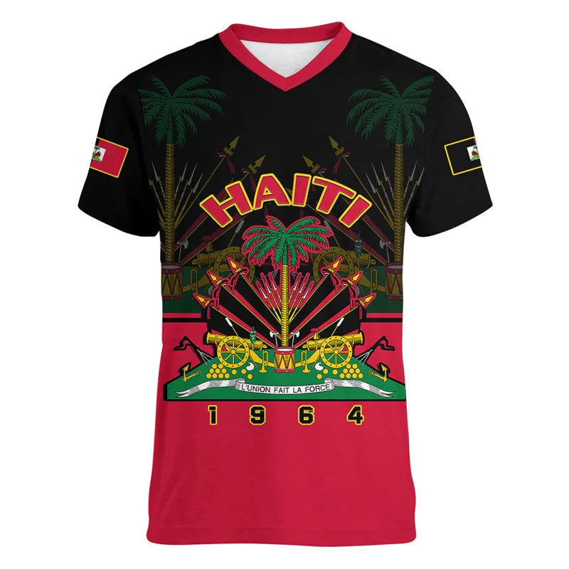 Haiti Independence Day 3D Printed Men and Women V-Neck