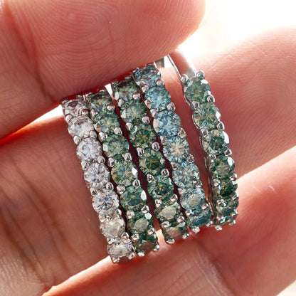 Luxury Moissanite Jewelry – 0.7CT D Color VVS1 EX Round Cut Eternity Rings