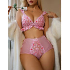 Pink Heart Lace Lingerie Set