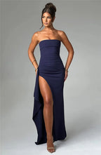 Women's Strapless Backless Long Dress with High Slit